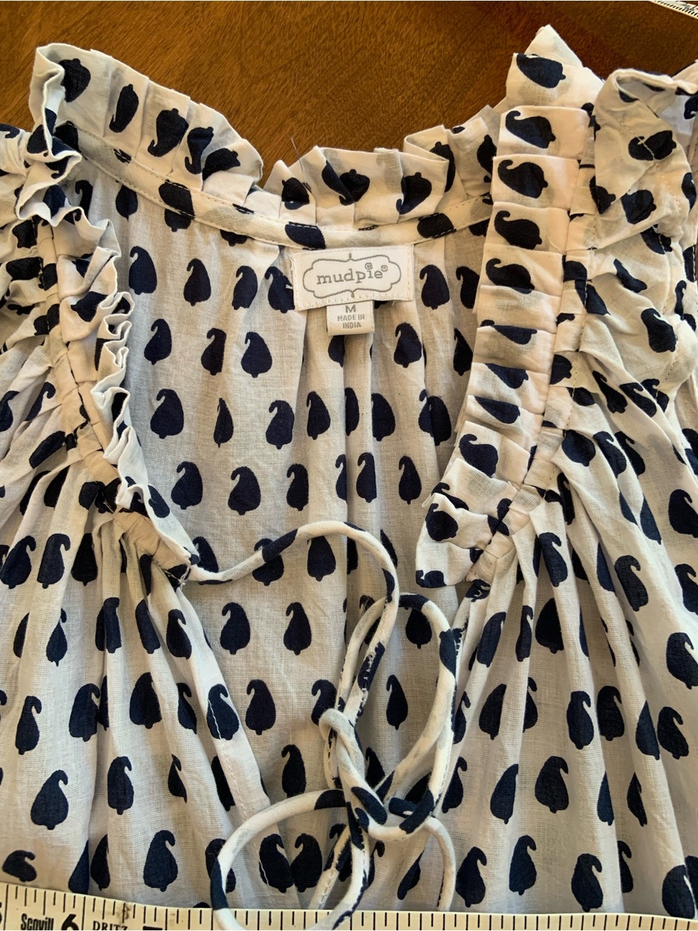 Mud Pie Dress Sleeveless Navy and White Maxi Dress with Tassel Tie - Picture 7 of 7